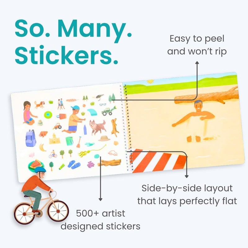CUPKIN Sticker Book for Kids 2-4, 500+ Kids Stickers, Spending Time with Grandpa by , 12 Coloring Pages, 12 Scenes, Fun Toddler Travel Activity Coloring and Sticker Books for Children Ages 4-8 + 8-10 - Image 2